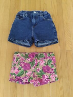 Joe Fresh Blue Denim Shorts & Pink Floral Cotton Shorts